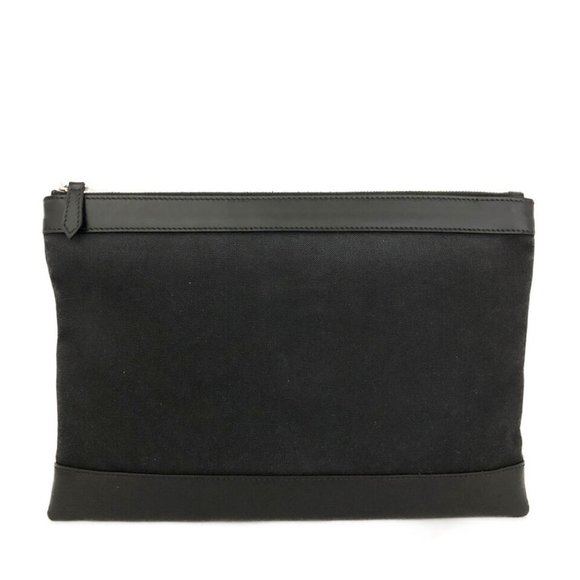 BALENCIAGA Navy Clip M Black Canvas Leather Clutch Bag - Picture 7 of 9